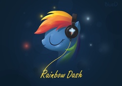Size: 2000x1409 | Tagged: safe, artist:bluedrg19, rainbow dash, pegasus, pony, g4, abstract background, eyes closed, female, headphones, mare, profile, solo