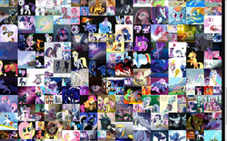 Size: 1920x1200 | Tagged: safe, artist:johnjoseco, applejack, big macintosh, derpy hooves, fluttershy, nightmare moon, pinkie pie, princess cadance, princess celestia, princess luna, queen chrysalis, rainbow dash, rarity, scootaloo, shining armor, spike, sweetie belle, trixie, twilight sparkle, oc, alicorn, changeling, changeling queen, crab, dragon, earth pony, pegasus, phoenix, pony, unicorn, derpibooru, angry, armor, bedroom eyes, blushing, bow, cloud, cute, everypony, female, floppy ears, glowing eyes, glowing horn, grin, instructions, lidded eyes, male, mane seven, mane six, mare, meta, older, older spike, pinkamena diane pie, prone, rearing, s1 luna, sad, scared, sitting, smiling, smirk, snuff, stallion, tail bow, the grid, the iron giant, wide eyes, winged spike, wings