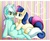 Size: 590x480 | Tagged: safe, artist:mr-tiaa, bon bon, lyra heartstrings, sweetie drops, earth pony, pony, unicorn, g4, abstract background, female, happy, lesbian, mare, ship:lyrabon, shipping