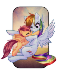 Size: 600x800 | Tagged: safe, artist:rizcifra, rainbow dash, scootaloo, pegasus, pony, g4, 4everfreebrony, crying, cute, duo, female, filly, hnnng, hug, mare, scootalove