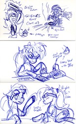 Size: 2135x3467 | Tagged: safe, artist:aceofscarabs, oc, oc only, oc:bright idea, earth pony, pony, female, goggles, high res, mare, monochrome, tools, traditional art