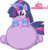 Size: 850x888 | Tagged: dead source, safe, artist:ikuntyphoon, twilight sparkle, pony, unicorn, g4, adorafatty, belly, chubby cheeks, cute, fat, female, hair over one eye, impossibly large belly, mare, simple background, solo, stuffed, transparent background, twiabetes, twilard sparkle, unicorn twilight