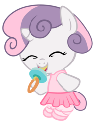 Size: 2600x3400 | Tagged: safe, artist:beavernator, sweetie belle, pony, unicorn, g4, baby, baby belle, baby pony, clothes, cute, diasweetes, dress, female, foal, high res, pacifier, simple background, solo, tutu, white background