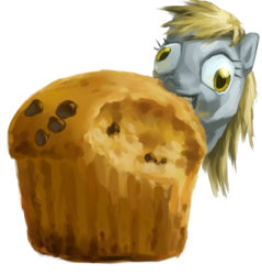 Size: 1452x1518 | Tagged: safe, artist:stupjam, derpy hooves, pegasus, pony, g4, faic, female, giant muffin, mare, muffin, simple background, solo, that pony sure does love muffins, transparent background