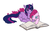 Size: 552x345 | Tagged: safe, artist:noel, pinkie pie, twilight sparkle, earth pony, pony, unicorn, g4, book, female, lesbian, mare, prone, reading, ship:twinkie, shipping, simple background, unicorn twilight, white background