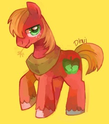 Size: 1280x1461 | Tagged: dead source, safe, artist:dhui, big macintosh, earth pony, pony, g4, cute, looking at you, macabetes, male, simple background, solo, stallion, straw in mouth, unshorn fetlocks