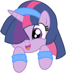 Size: 466x516 | Tagged: dead source, safe, artist:ikuntyphoon, twilight sparkle, pony, unicorn, g4, cute, female, hair over one eye, mare, simple background, solo, transparent background, twiabetes, wristband