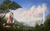 Size: 1980x1238 | Tagged: safe, artist:moe, angel bunny, fluttershy, pegasus, pony, g4, cloudsdale, duo, female, grass, looking away, mare, painting, scenery, scenery porn, sitting