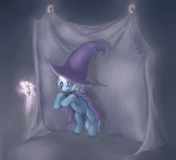 Size: 900x818 | Tagged: safe, artist:noel, trixie, pony, unicorn, g4, female, filly, flower, foal, magic, rearing, solo, younger