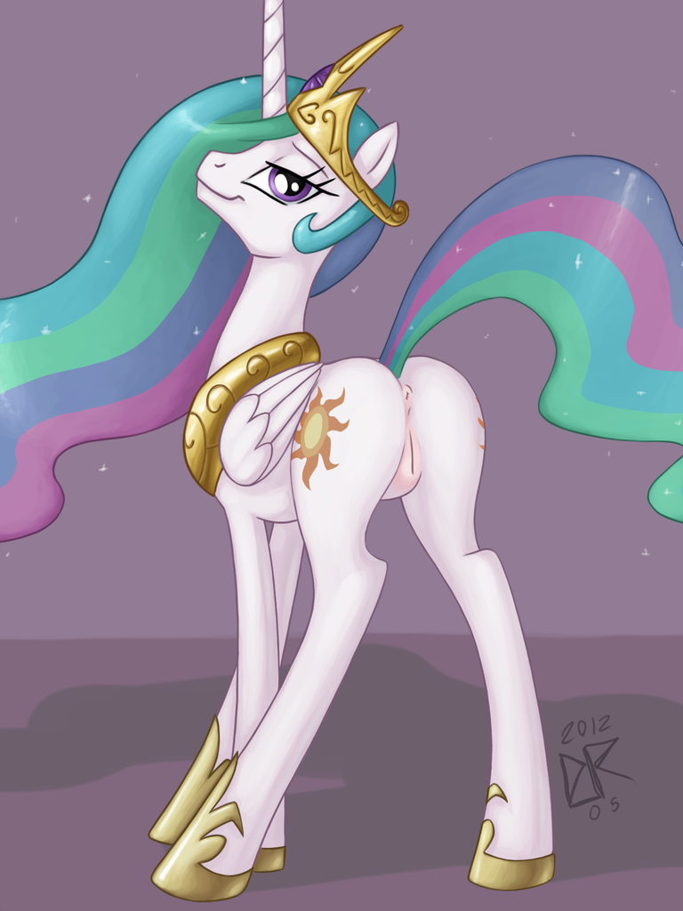 artist:ldr, princess celestia, alicorn, pony, anatomically correct, anus, b...