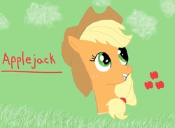 Size: 900x659 | Tagged: safe, artist:nixoney, applejack, earth pony, pony, g4, apple, bust, female, mare, portrait, solo