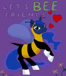 Size: 840x964 | Tagged: safe, artist:hollowzero, princess luna, alicorn, bee, pony, g4, animal costume, bee costume, clothes, costume, female, flower, heart, mare, simpsons did it, solo, the simpsons