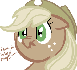 Size: 900x818 | Tagged: safe, artist:tess, applejack, earth pony, pony, g4, best pony, discorded, female, liar face, liarjack, mare, scrunchy face, simple background, solo, white background