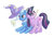 Size: 800x546 | Tagged: safe, artist:launchycat, trixie, twilight sparkle, pony, unicorn, g4, banana, drunk, drunk twilight, female, mare, simple background, unicorn twilight, white background