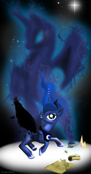 Size: 1592x3038 | Tagged: dead source, safe, artist:giuliabeck, nightmare moon, princess luna, alicorn, pony, g4, female, mare, transformation