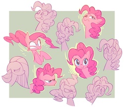 Size: 1000x863 | Tagged: safe, artist:yoh yoshinari, pinkie pie, earth pony, pony, g4, bust, expressions, face, facial expressions, female, frown, looking at you, mare, passepartout, pinkamena diane pie, pixiv, portrait, profile, solo