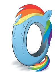 Size: 2550x3300 | Tagged: safe, artist:041744, rainbow dash, g4, high res, inanimate tf, pun, simple background, solo, tire, tired, transformation, visual pun