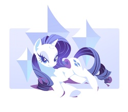 Size: 1000x875 | Tagged: safe, artist:yoh yoshinari, part of a set, rarity, pony, unicorn, g4, abstract background, bedroom eyes, female, lineless, looking at you, mare, on side, smiling, solo
