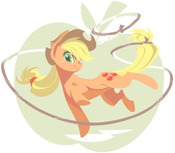 Size: 1000x875 | Tagged: safe, artist:yoh yoshinari, part of a set, applejack, earth pony, pony, g4, cutie mark background, female, jumping, lasso, lineless, looking at you, mare, solo, tail hold