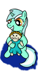 Size: 180x341 | Tagged: safe, artist:rydelfox, lyra heartstrings, pony, unicorn, g4, doll, female, filly, foal, humie, simple background, sitting, solo, transparent background
