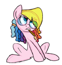Size: 656x692 | Tagged: safe, artist:rannva, toola-roola, earth pony, pony, g3, g3.5, g4, alternate hairstyle, dreadlocks, female, g3.5 to g4, generation leap, glasses, mare, mouth hold, paintbrush, simple background, solo, toola roola will be painting away, transparent background