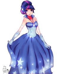 Size: 636x810 | Tagged: safe, artist:songoftheshoebox, twilight sparkle, human, g4, clothes, dignified wear, dress, evening gloves, female, gala dress, gloves, humanized, simple background, solo, transparent background
