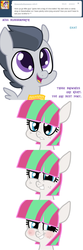 Size: 640x1931 | Tagged: safe, artist:daeternal, blossomforth, rumble, pegasus, pony, g4, blushing, brony, brownie, colt, female, male, mare, simple background, white background