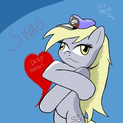 Size: 1000x1000 | Tagged: safe, artist:icebreak23, derpy hooves, pegasus, pony, g4, bipedal, female, hat, mare, solo, swag