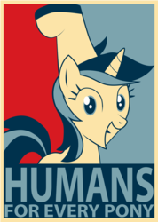 Size: 2596x3640 | Tagged: safe, artist:dream-quill, lyra heartstrings, human, pony, unicorn, g4, bronybait, female, high res, hope poster, humie, irrational exuberance, mare, shepard fairey, solo, that pony sure does love humans, veggietales, vermin supreme