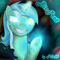 Size: 1024x1024 | Tagged: safe, artist:pdan4, lyra heartstrings, pony, unicorn, g4, abstract background, female, glowing eyes, magic, mare, solo