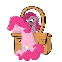 Size: 2000x2000 | Tagged: safe, artist:living_dead, pinkie pie, earth pony, pony, g4, broken, duality, duo, female, high res, mare, mirror, pinkamena diane pie, simple background, white background