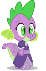 Size: 400x616 | Tagged: safe, artist:angel147196, spike, dragon, g4, barb, clothes, dress, female, gala, gala dress, rule 63, simple background, solo, transparent background