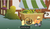 Size: 831x477 | Tagged: safe, screencap, applejack, earth pony, pony, feeling pinkie keen, g4, my little pony: friendship is magic, season 1, applejack's hat, cart, cowboy hat, ei, female, hat, hub logo, mare, npc, solo, youtube caption