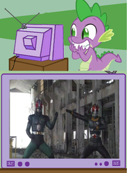 Size: 564x770 | Tagged: safe, spike, dragon, g4, duality, exploitable meme, kamen rider, kamen rider black, kamen rider black rx, kamen rider decade, male, meme, tv meme