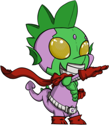 Size: 593x693 | Tagged: safe, artist:raph13th, spike, dragon, g4, kamen rider, male, simple background, solo, transparent background
