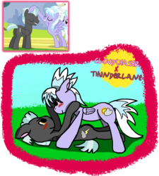 Size: 608x675 | Tagged: safe, artist:kev-darkhood, cloudchaser, thunderlane, pegasus, pony, g4, blushing, eye contact, female, looking at each other, male, mare, on back, rarepair, ship:thunderchaser, shipping, simple background, stallion, straight, transparent background