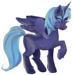 Size: 544x553 | Tagged: safe, artist:buttercupsaiyan, princess luna, alicorn, pony, g4, blank flank, eyes closed, female, mare, raised hoof, s1 luna, simple background, solo, transparent background