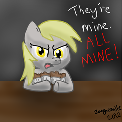 Size: 513x512 | Tagged: safe, artist:zangnemite, derpy hooves, pegasus, pony, g4, female, mare, muffin, solo, that pony sure does love muffins