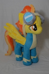 Size: 662x1000 | Tagged: safe, artist:makeshiftwings30, spitfire, pegasus, pony, g4, female, goggles, irl, mare, photo, plushie, solo, wonderbolts uniform