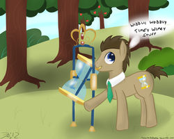 Size: 2500x2000 | Tagged: safe, artist:mikoruthehedgehog, doctor whooves, time turner, earth pony, pony, g4, doctor who, high res, hourglass, male, necktie, solo, stallion, the doctor, tree, wibbly wobbly timey wimey stuff, wibblywobbly