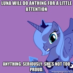 Size: 432x432 | Tagged: artist needed, safe, princess luna, alicorn, pony, g4, female, image macro, mare, meme, s1 luna, simple background, solo