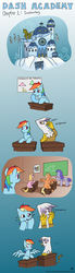 Size: 895x3246 | Tagged: safe, artist:sorcerushorserus, gilda, rainbow dash, griffon, pegasus, pony, comic:dash academy, g4, comic, female, flight school, male, mare, spread wings, stallion, wingboner, wings