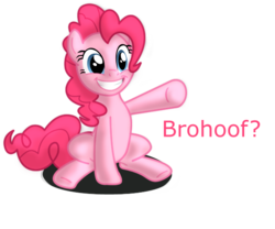 Size: 600x500 | Tagged: safe, artist:ikillyou121, pinkie pie, earth pony, pony, g4, female, hoofbump, mare, simple background, sitting, solo, transparent background