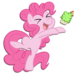 Size: 1015x985 | Tagged: safe, artist:ufocookiez, pinkie pie, earth pony, pony, g4, cupcake, eyes closed, female, mare, simple background, solo, transparent background