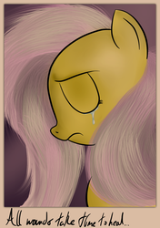 Size: 950x1350 | Tagged: safe, artist:mattatatta, fluttershy, pegasus, pony, g4, crying, eyes closed, female, mare, poor fluttershy, profile, sad, solo, woobie