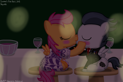 Size: 6000x4000 | Tagged: safe, artist:dtcx97, rumble, scootaloo, pegasus, pony, post-crusade, g4, absurd resolution, blushing, clothes, colt, dress, duo, female, filly, kiss on the lips, kissing, male, ship:rumbloo, shipping, straight, uniform
