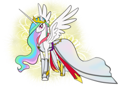 Size: 3312x2471 | Tagged: safe, artist:sakuyamon, princess celestia, alicorn, pony, g4, abstract background, clothes, costume, disney, female, high res, kingdom hearts, mare, princess, simple background, solo, spread wings, transparent background, wings