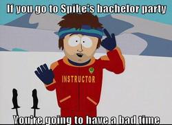 Size: 480x350 | Tagged: safe, spike, human, g4, barely pony related, caption, image macro, male, meme, snow, south park