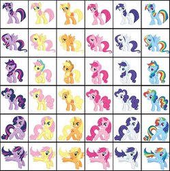 Size: 780x782 | Tagged: safe, color edit, applejack, fluttershy, pinkie pie, rainbow dash, rarity, twilight sparkle, earth pony, pegasus, pony, unicorn, g4, alternate hairstyle, askthemanesix, female, lolwut, mane six, mare