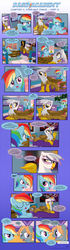 Size: 1065x3780 | Tagged: safe, artist:sorcerushorserus, baby ribbs, gilda, rainbow dash, griffon, pegasus, pony, comic:dash academy, g4, argie ribbs, comic, female, male, mare, stallion